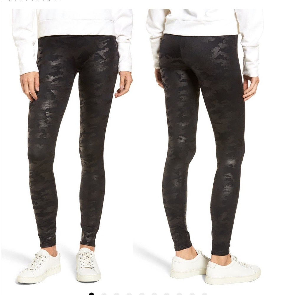 Spanx faux leather camo leggings size xl